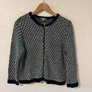 COS Textured Zipper Knit Blazer Cardigan Lady Jacket Black Green White-Medium
